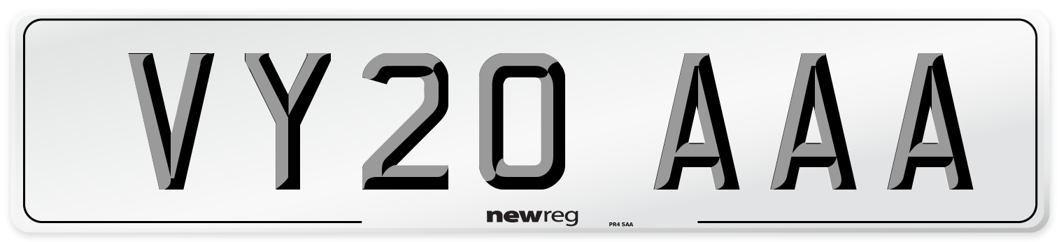 VY20 AAA Number Plate from New Reg